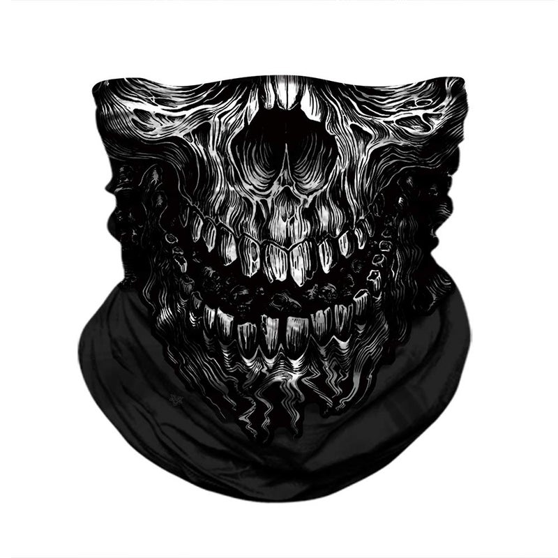 M-YOUNG Skull Face Mask Bandanas, Neck Gaiter, Headwear, Magic Scarf, Headband for dust sun wind (Silver006) - Image 1